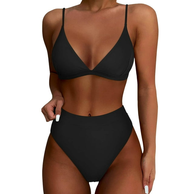 Kcodviy Women High Waisted Bikini Women Swimming Suits Short Two Push Up Two Piece Swimsuits Vintage Swimsuit Two Plus Size Womens Board Shorts Piece Retro Ruched High Waist Print Bikini Set Tankini