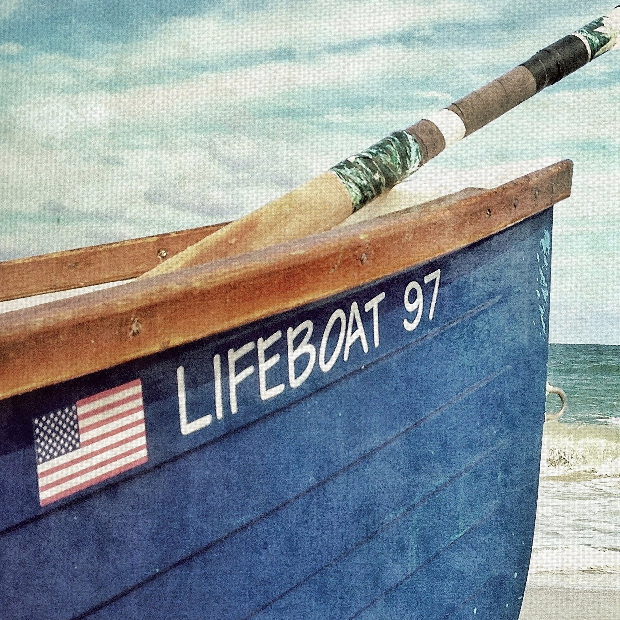 Masterpiece Art Gallery Lifeguard Boat On The Beach by Mimi Payne Canvas Art Print 24" x 24"