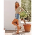 thumbnail image 2 of Women’s V Neck Long Sleeve Short Sleeve Button Down Ribbed Knit Leotards Bodysuits Tops Jumpsuit, 2 of 3