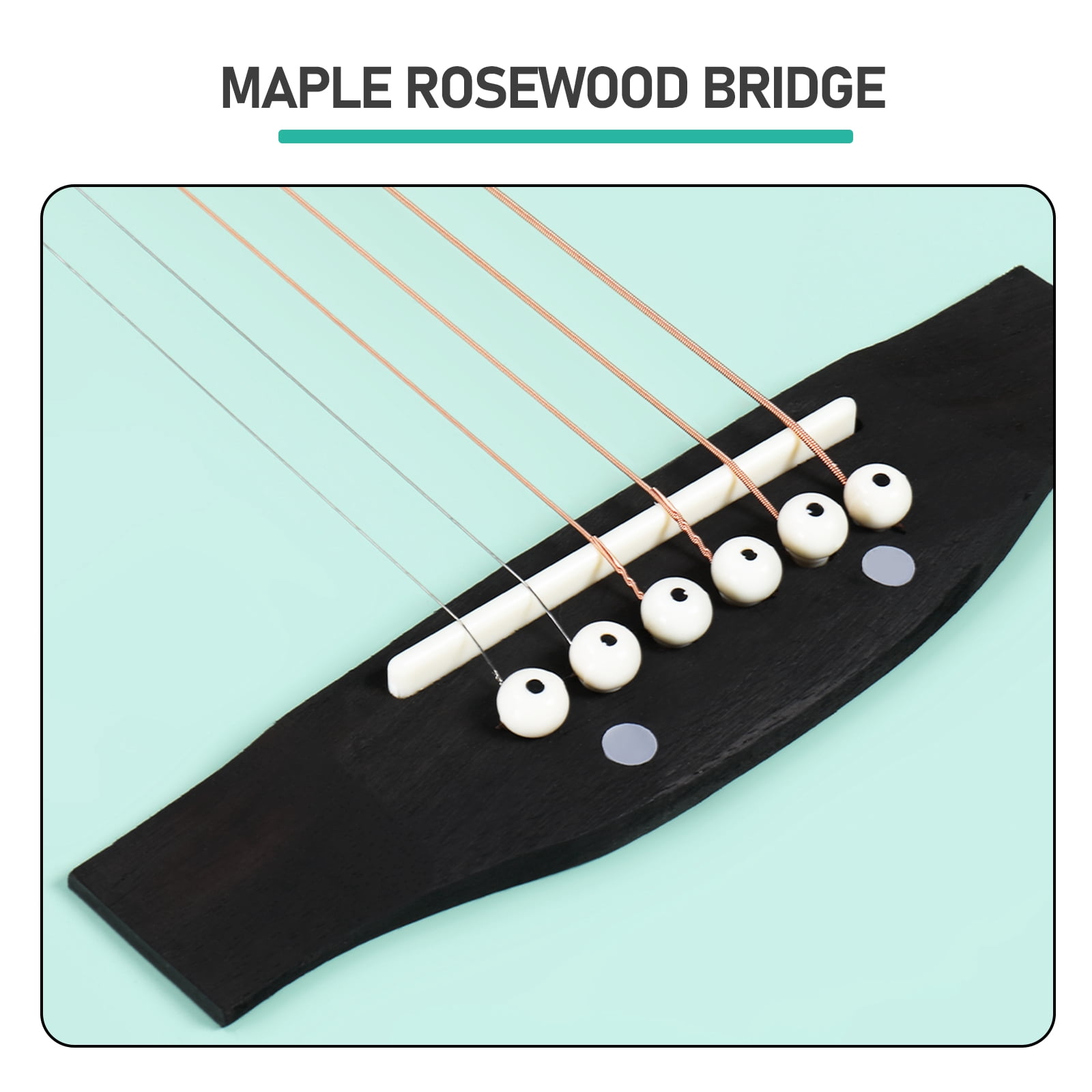 38-Inch Acoustic Guitar, H Body Shape, Basswood Top Back and Sides, 6 Steel Strings, 21 Frets, Beginner Starter Kit with Gig Bag, Strap, Picks, Spare Strings, Capo