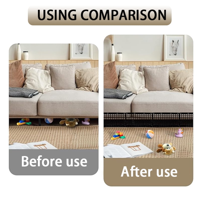 12 PCS Under Couch Blockers for Bed Couch Furniture with 30 Ties Black Couch Barriers Underneath Stop from Getting Under The Sofa