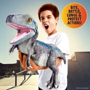 WOW! STUFF: Jurassic World Blue Training Edition Puppetronic by RealFX - Interactive Baby Raptor, 60+ Actions & Sounds, 22 Dinosaur Toy, Ages 8+