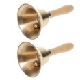 thumbnail image 4 of 2pcs Copper Bell Dinner Party Wood Handle Handbell Restaurant Call Service Bell, 4 of 8