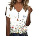 thumbnail image 2 of LiMoi Women's Tops Short Sleeve T Shirts for Women Floral Blouses for Women 3/4 Sleeve Plus Size Blouses for Women My Items, 2 of 5