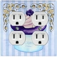 thumbnail image 1 of Metal Light Switch Plate Cover Purple Luxury Cupcake Striped Wallpaper Blue CAK051, 1 of 13