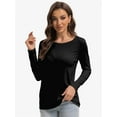 thumbnail image 3 of Womens Long Sleeve Tops Casual Basics Fall Shirts Solid Crewneck T-Shirt, 3 of 6