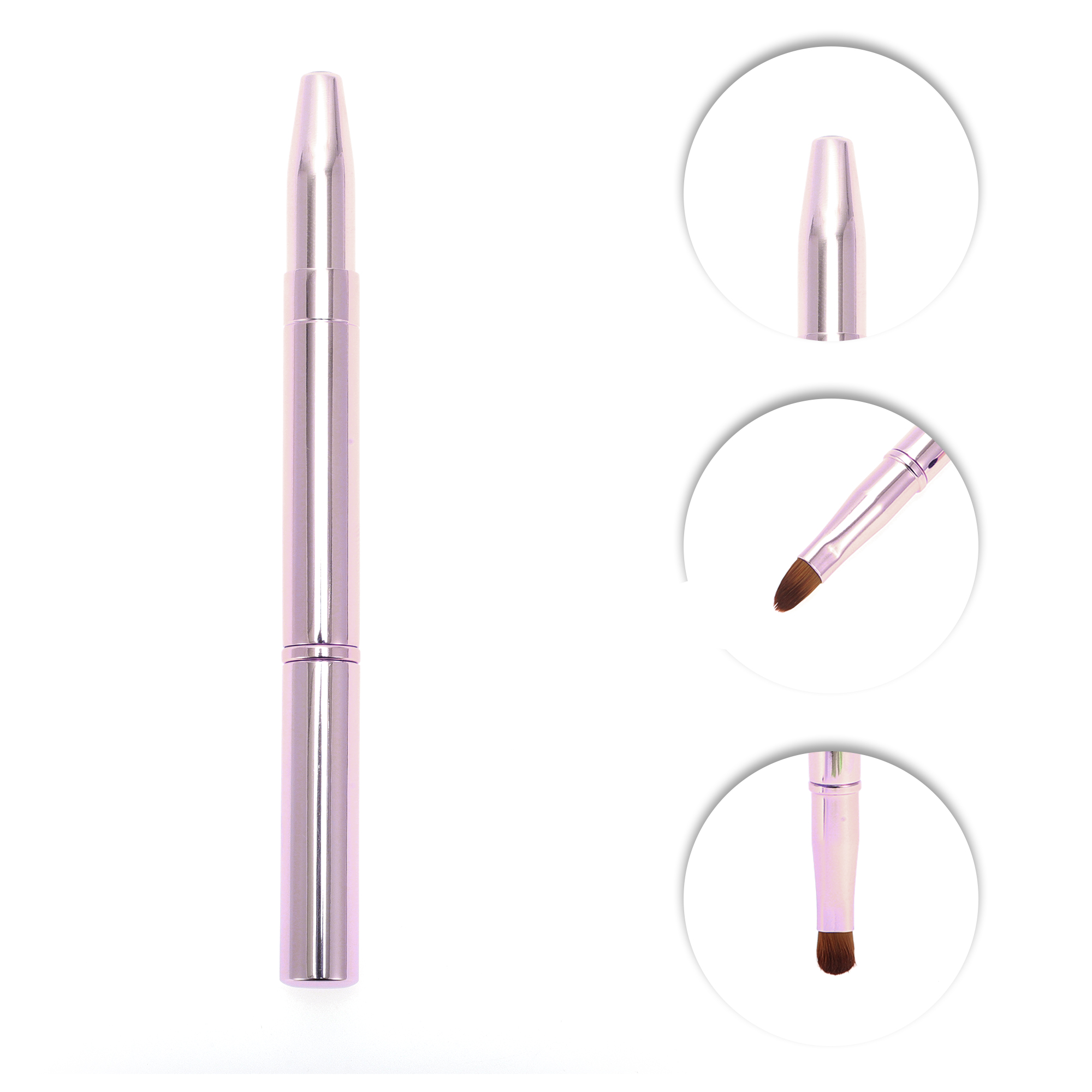 Unique Bargains 1 Pc Double Head Lip Brush for Travel Pink