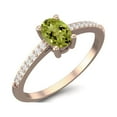 thumbnail image 2 of 2.2 Ctw Oval Peridot 925 Sterling Silver Rose Vermeil Solitaire Women Valentines Day Gifts Ring, 2 of 3