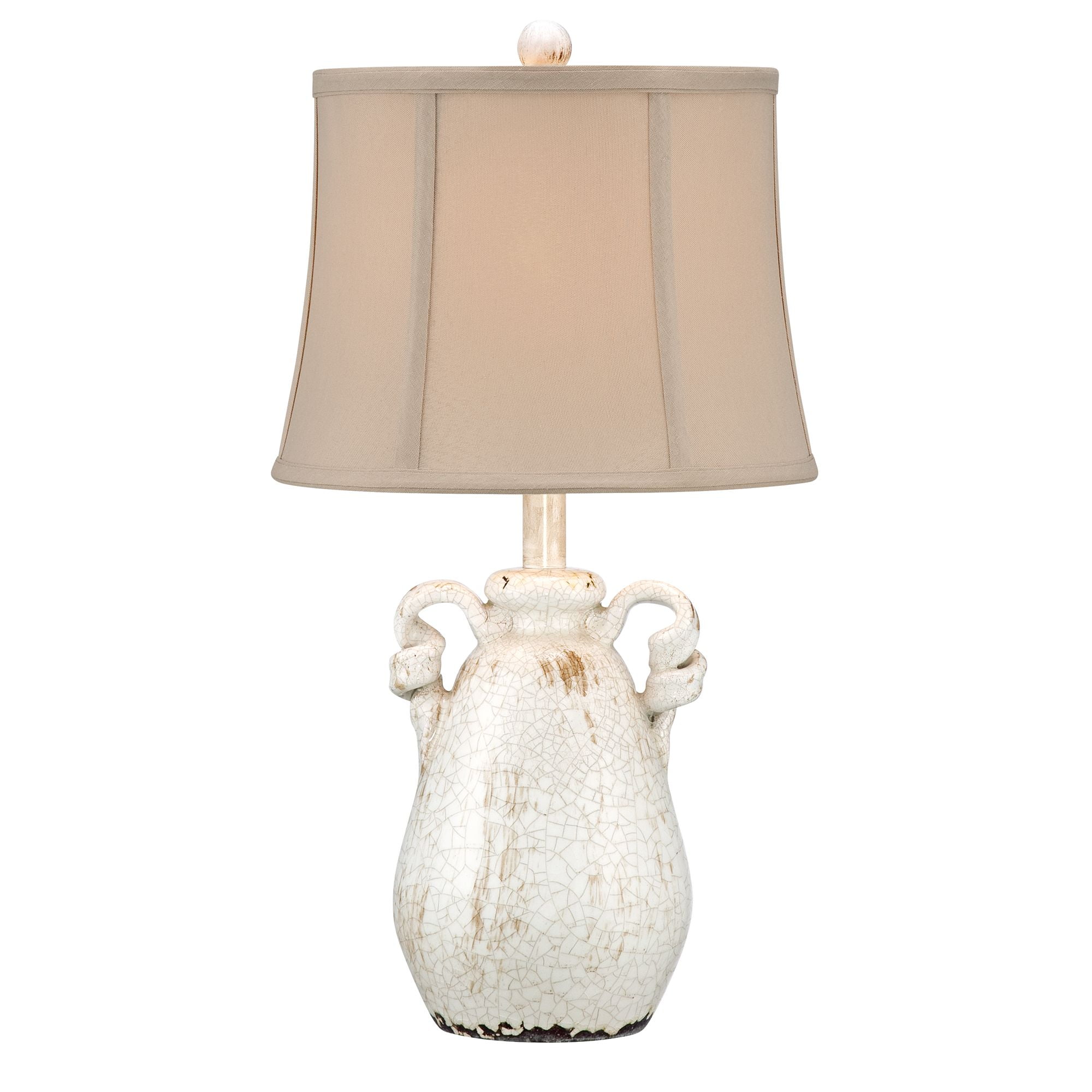 Regency Hill Sofia Rustic Country Cottage Accent Table Lamp 22" High Crackled Ivory Glaze Ceramic Beige Bell Shade for Bedroom Living Room House Home