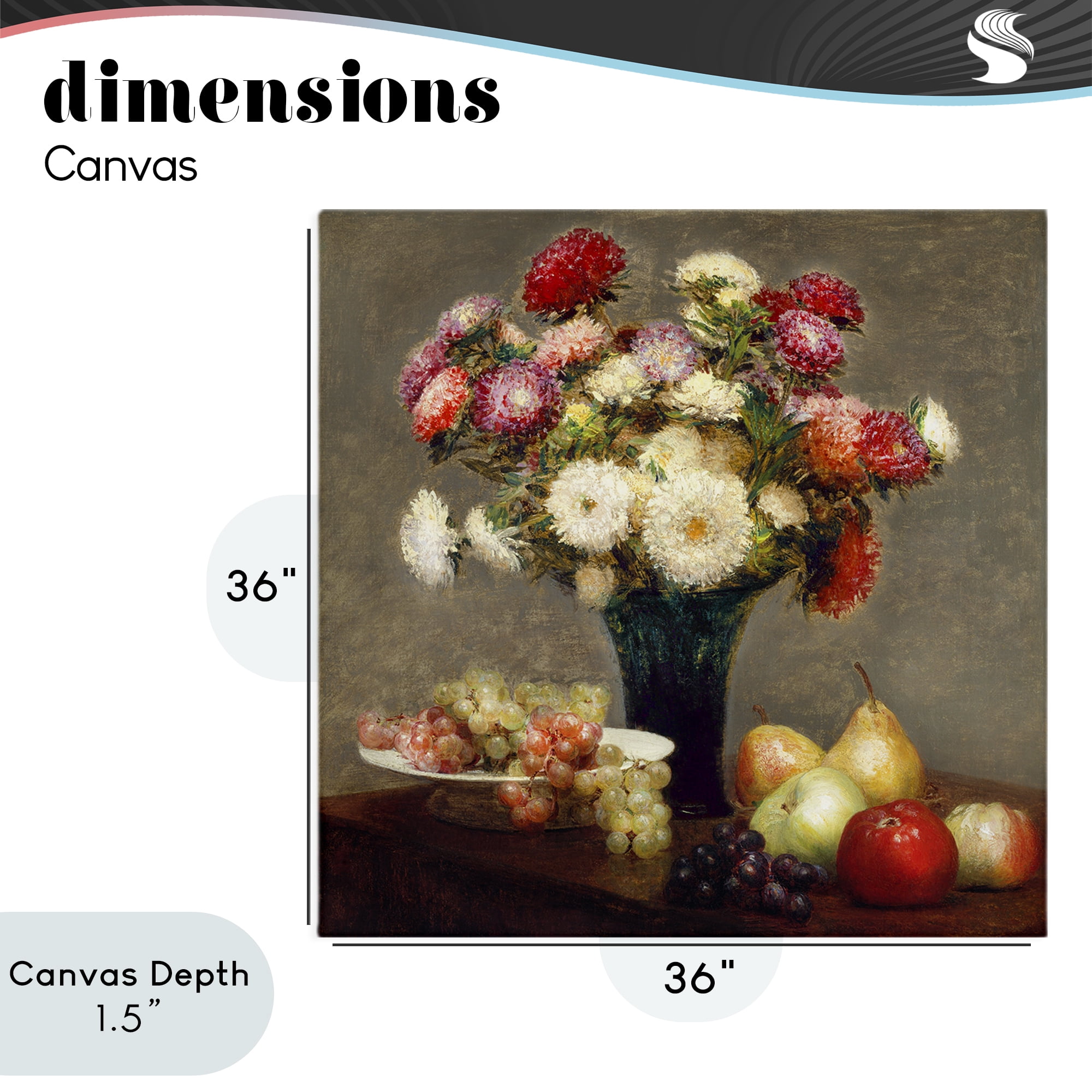 Stupell Industries Fruit & Asters Still Life Canvas Wall Art, design by CAD Designs
