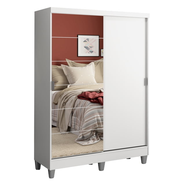 Ropero Closet Madesa Luke 2 Puertas 1 Espejo y Pies Blanco
