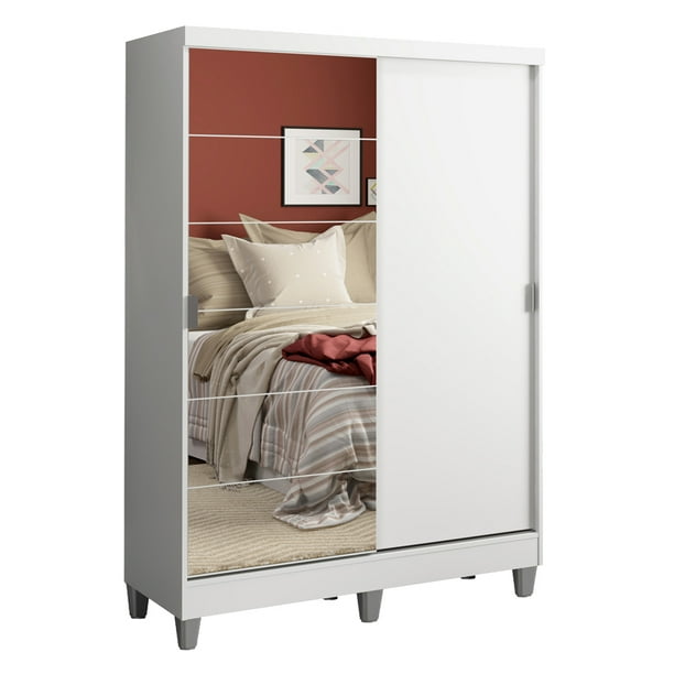Ropero Closet Madesa Luke 2 Puertas 1 Espejo y Pies Blanco