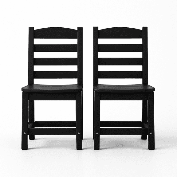 Patio Seating black color Armless Outdoor Chairs – HDPE Material set of 2,Outdoor Seating