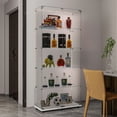 thumbnail image 4 of Tempered Glass Display Cabinet/Wine Cabinet/Storage Cabinet/File Cabinet with Bluetooth LED Light Strips, Door Lock, Tempered Glass Top & Bottom Casters for Easy Movement (White), 4 of 9