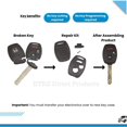 1 Key Shell Case for Keyless Remote 3Button Key Entry Fob Replacement