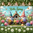 thumbnail image 3 of Colorful Spring Banner Gnome Flower Backdrop Butterfly Tulip Garden Background for Spring Celebration Garden Party Easter Decoration, 3 of 9