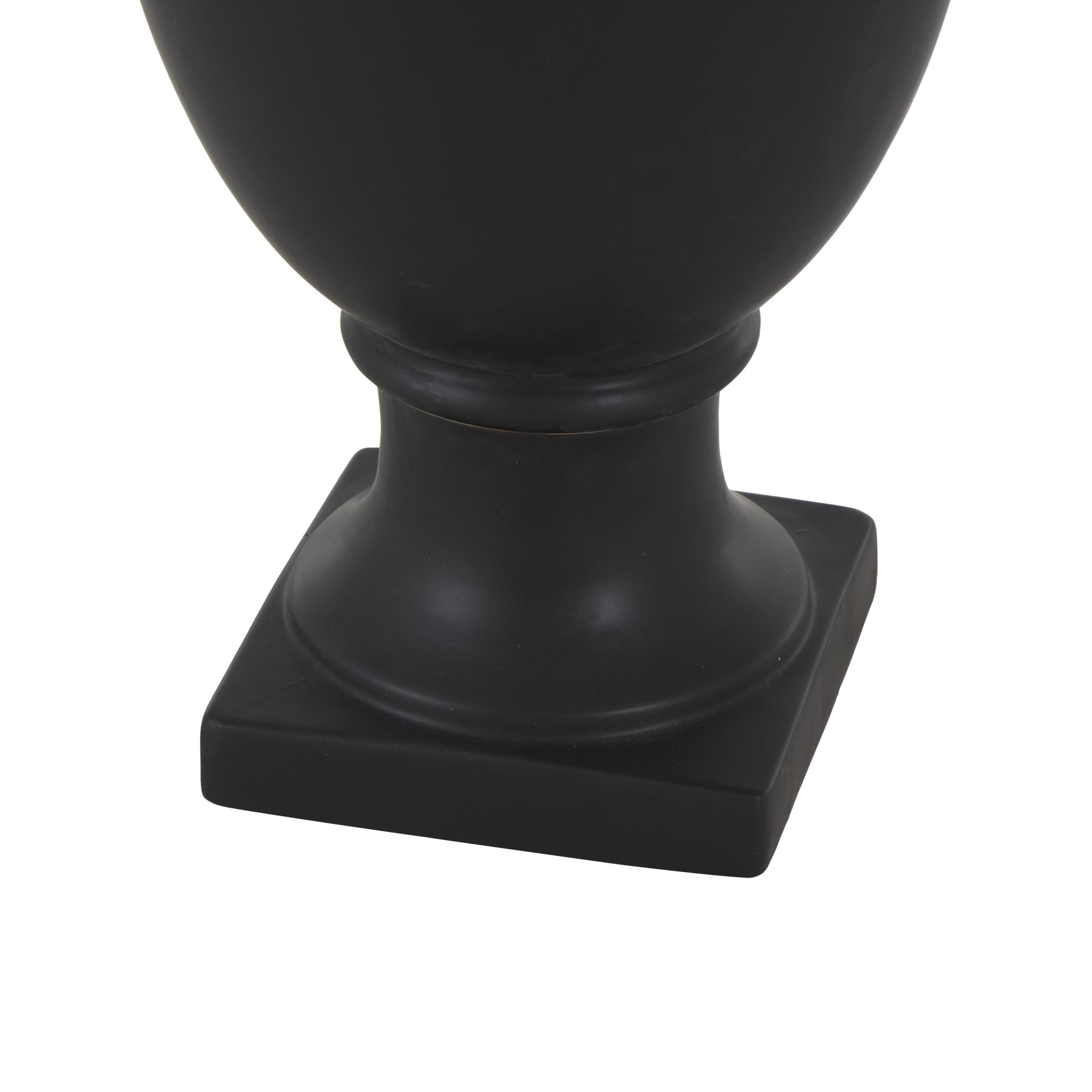 DecMode 22" Sleek Amphora Black Ceramic Vase with Handles