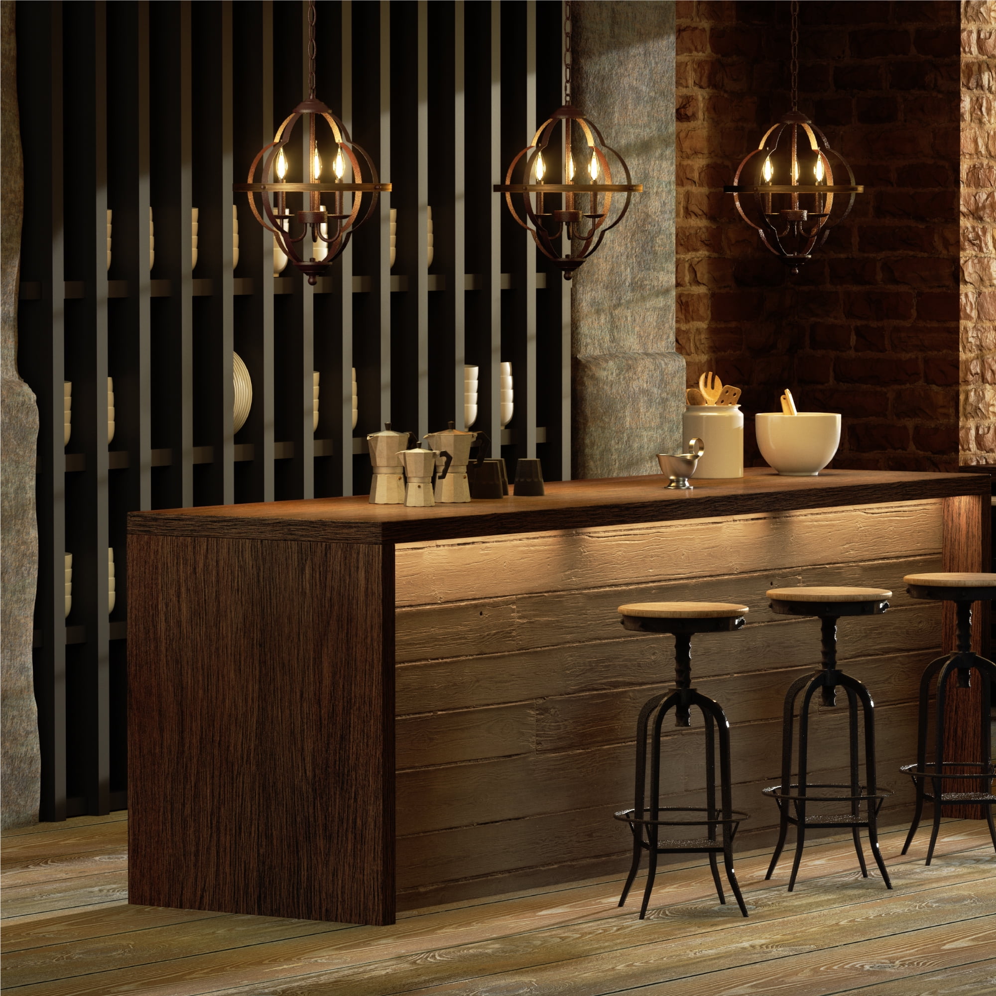 WAMPAT Industrial Pendant Lighting Fixture, Flexible Chandelier Hanging ，5 Light Ceiling Lamp