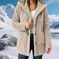 thumbnail image 5 of Perfectbot Women's Sherpa Hooded Coat, Button Down Chunky Cable Warm Winter Outerwear with Pockets, 5 of 7