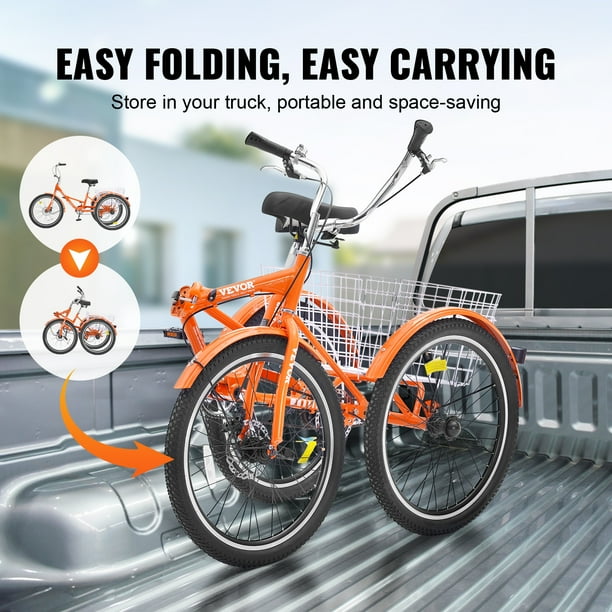 Triciclo 20 Pulgadas Para Adultos, Bicicleta Tres Ruedas Con