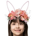 thumbnail image 6 of CoreLiving Easter Bunny Ears Headband Floral Rabbit Ear Headpiece with Furry White Trim and Spring Flowers for Women Girls Easter Party Supplies, 6 of 9