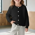 thumbnail image 3 of SonxaHe Toddler Girls Sweaters Warm Soft Striped Cable Knit Cardigan Child Cozy Outerwear Autumn Winter Sweater Black,Sized 2-3, 3 of 5