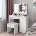 thumbnail image 3 of IVV White Vanity Table with DIY Lighted Mirror, Makeup Vanity Table Set with Drawer and Storage Cabinet, Dressing Table with Vanity Cushioned Stool for Bedroom, Makeup Room, 3 of 10