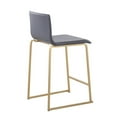 thumbnail image 4 of Mara 26" Contemporary Counter Stool In Gold Metal And Grey Faux Leather - Set Of 2, 4 of 7