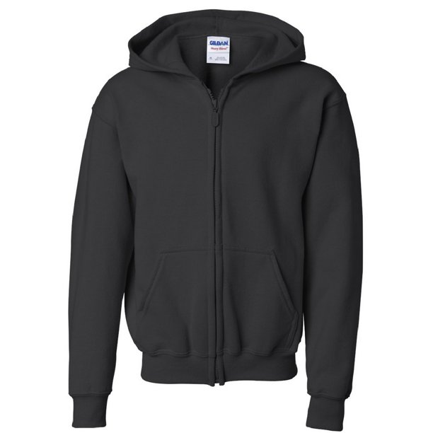 Gildan - Sudadera con capucha y cremallera completa Modelo Heavy Blend Unisex niños niñas (Negro)