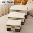 thumbnail image 2 of Caja de almacenaje Irfora 3 cubos de almacenamiento con tapas, cajas de almacenamiento plegables de lino y algodón con tapas, organizador de armario plegable con tapa para el hogar, dormitorio, ofici Irfora Caja de almacenaje, 2 of 7