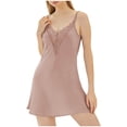 thumbnail image 2 of SELONE Lace Nightgowns for Women Sleep Shirts V Neck Sleepshirt Slit Lace Sleeveless Short Dress Comfy Loungewear, 2 of 5