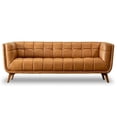 thumbnail image 6 of Allen Mid-Century Modern Tufted Back Genuine Leather Sofa in Tan, 6 of 7