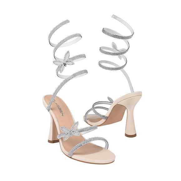 SANDALIAS DE FIESTA CLASBEN MUJER ESPIRAL SIMIPIEL BLANCO