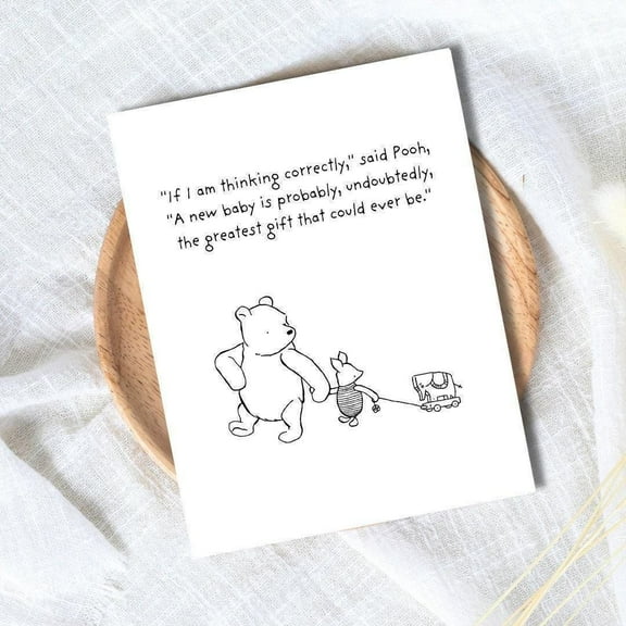 Winnie the Pooh Baby Greeting Card – "The Greatest Gift" Quote – Perfect for Newborns, Baby Showers & Congratulations – Blank Inside with Optional Envelope