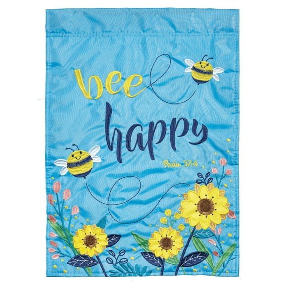 Magnolia Gardens FLAG-2063 13 x 18 in. Double Applique Bee Happy Psalm 37-4 Polyester Garden Flag