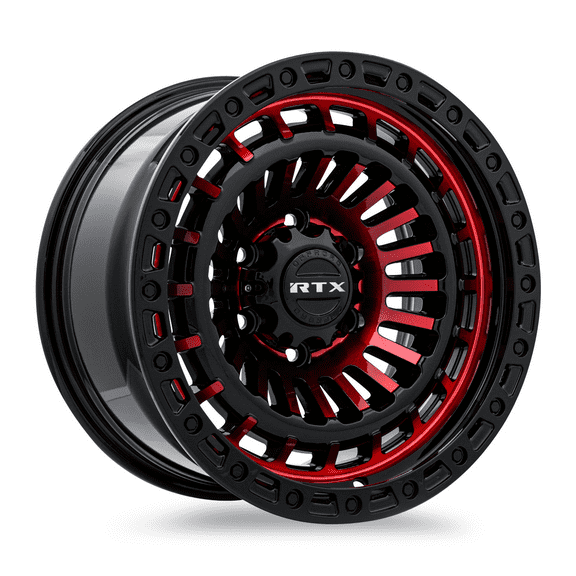 RTX Moab 17x9 5x127 ET-15 CB71.5 Gloss Black Machined Red Wheel