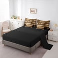 thumbnail image 5 of Castle Fairy Western Tribal Striped Wildlife King Bedding 7pcs,Bear Moose Pine Mountain Silhouette King Bed in a Bag,Brown Cream Black,Black Reversible, 5 of 7
