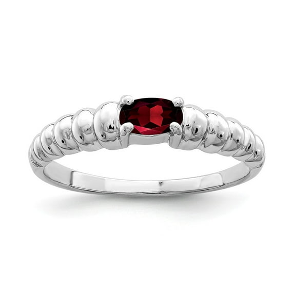 Solid 14k White Gold 5x3mm Oval Garnet January Red Gemstone Engagement Ring Size 5.5