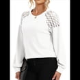 thumbnail image 2 of Blusas de Larga para Mujer, Elegantes, Informales, con Cuello Redondo, de Punto con Encaje de Gofre y Patchwork, Blusas Holgadas A XL, 2 of 8