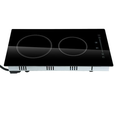 KFFKFF Electric Cooktop, 20" x 11.6" Integrated Electric Cooking Surface, 2 Burner Built-in Electric Stove with Touch Controls, Timer & Safety Lock for Any Cookware 240V 1800W