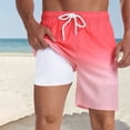 thumbnail image 2 of ibiyuan Men Swim Trunks with Compression Liner Quick-Dry Mens Bathing Suits Drawstring Waist Bathing Shorts Zipper Pockets Breathable Printed Beach Pool Vacation Swimwear,b-Hot Pink, 2 of 6