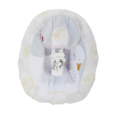 Replacement Parts for Fisher-Price Cradle 'n Swing - 2-in-1 Deluxe My Sweet Swan FLG86 ~ Replacement Seat Pad with Headrest ~ Pink and Gray Flowers and Swan