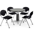 thumbnail image 2 of OFM Core Collection Breakroom Bundle, 36" Round Metal Mesh Base Multi-purpose Table in Gray Nebula, 4 Rico Stacking Chairs in Lemon Yellow (PKG-BRK-021-0010), 2 of 5