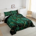 thumbnail image 3 of Manfei Monstera Leaf Full Size Comforter Sets,Tropical Botanical Bedding Comforter Set,Green Gold Bedding Sets For Girl Boys,Ultra Soft Home Decor Reversible,3-Piece, 3 of 8