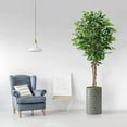 thumbnail image 1 of Artificial Tree in Modern Geometric Pattern Planter, Fake Ficus Silk Tree for Indoor and Outdoor Home Decoration - 66" Overall Tall (Plant Pot Plus Tree), 1 of 5