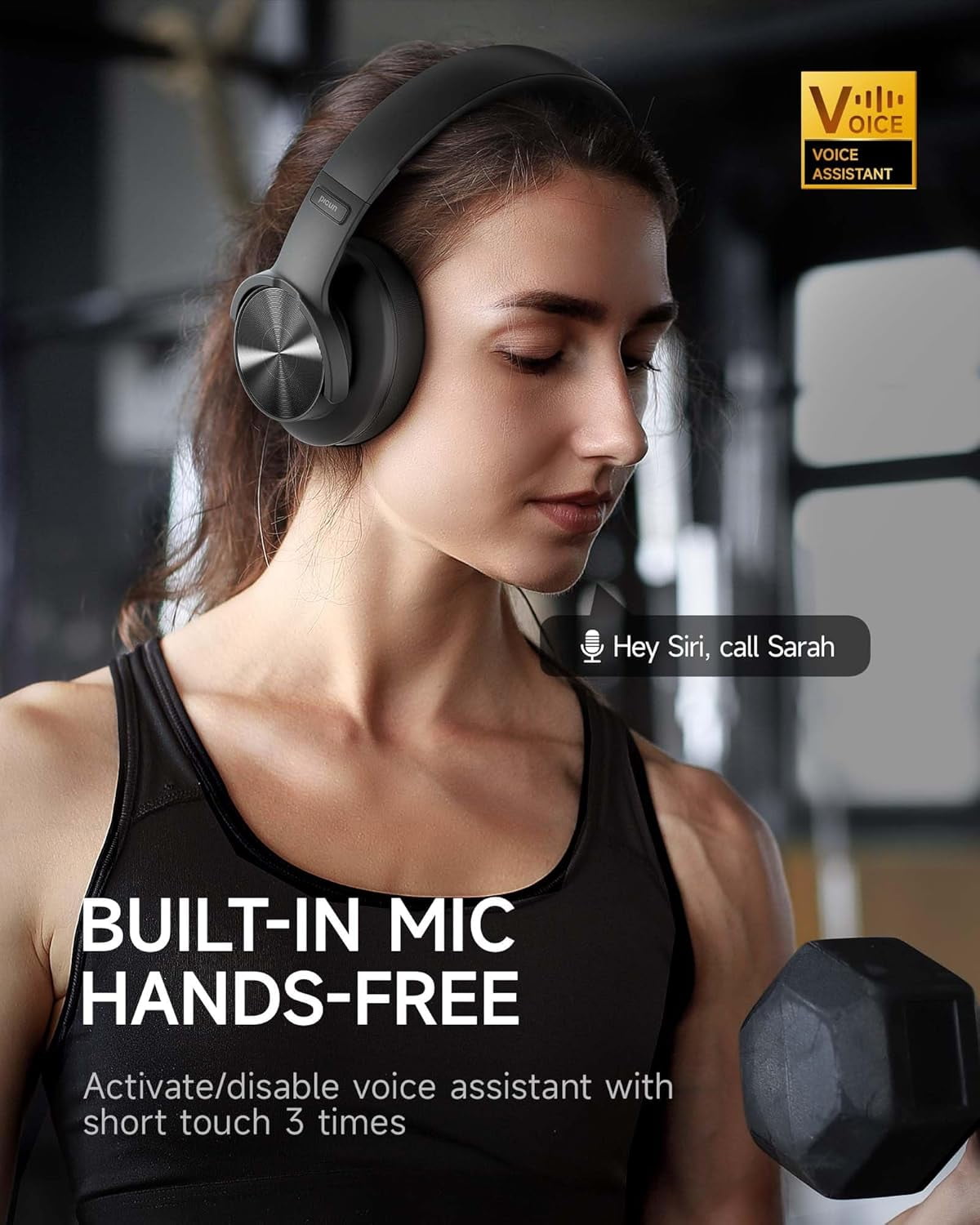 Picun B8 Bluetooth Headphones, 120 Hours Headphone Wireless Bluetooth, Hands-Free Calls, 3EQ & Game Mode, Foldable Headphones Over Ear for Travel Home Office Cellphone PC Black