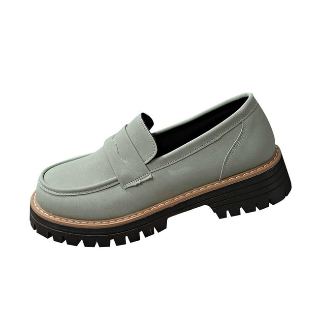 Womens Fashion Casual Versatile Frosted British Style Spring And Summer New Thick-Soled Loafers