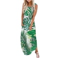 thumbnail image 2 of Lenago Robe Maxi Grande Taille pour Femmes Imprimée Sans Manches Col Rond Longue Robe d'Été Plage en Solde, 2 of 5