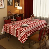 Wadada Christmas Rectangle Vinyl Tablecloth, Waterproof Oil-Proof Checkered PVC Table Cloth, Heavy Duty Xmas Plastic Table Cover for Dining, Party, Holiday Decor - 47 x 23 Inch, Red