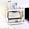 thumbnail image 4 of Desktop Storage Rack, Durable 2 Tier Cosmetic Storage Shelf Rack  for Living Room White,Black,Transparent, 4 of 7